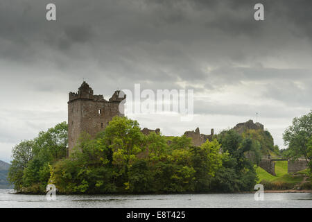 A Scottish tourist attraction, Urquhart Castle ruins on the banks of Loch Ness, Drumnadrochit, Highland, Scotland Stock Photo
