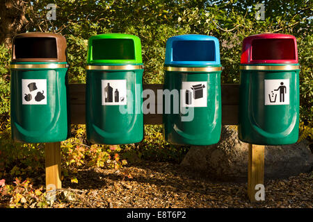 Rubbish bins for waste separation, Iceland Stock Photo