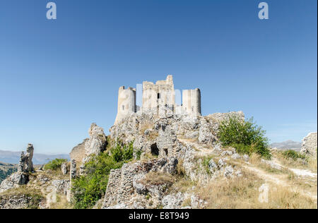 The fantastic 'Rocca Calascio' castle one of the highest castles in Italy  located in the National Park of Gran Sasso. Stock Photo