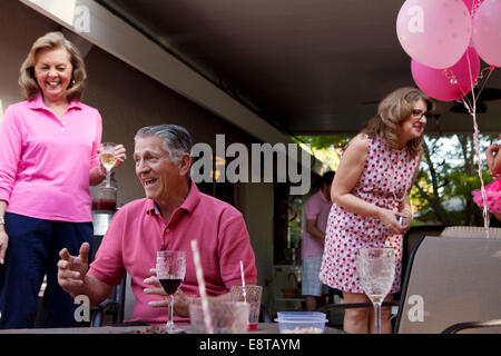 Caucasian family celebrating at party Stock Photo