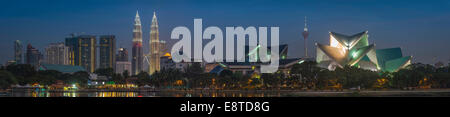 Panoramic view of illuminated Kuala Lumpur city skyline, Kuala Lumpur, Malaysia Stock Photo