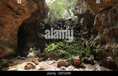 Entrance of a limestone cave in Indonesia Stock Photo