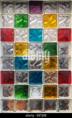 Colorful glass blocks in the window. Abstract background texture Stock Photo
