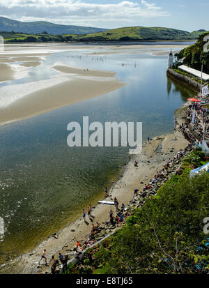 Paddle Boarders (courtesy of Volvo cars sponsorship) on the estuary, on 7TH September 2014, Portmeirion, North Wales. Stock Photo