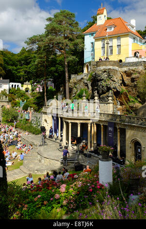 PORTMEIRION, NORTH WALES - SEPTEMBER 7TH: Crowd gathered waiting for a performance, during Festival No.6, on 7TH September 2014 Stock Photo