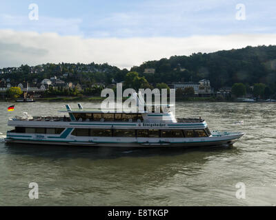 Rhine River Cruise boat taking tourists on pleasure trip Koblenz Germany EU Stock Photo
