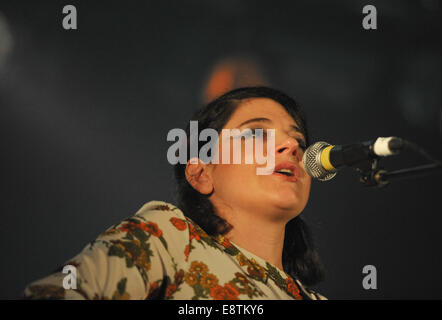 Berlin, Germany. 08th Oct, 2014. British singer and guitarist Gemma Ray performs in C-Club in Berlin, Germany, 08 October 2014. Photo: ROLAND POPP/dpa NO WIRE SERVICE/dpa/Alamy Live News Stock Photo