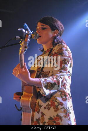 Berlin, Germany. 08th Oct, 2014. British singer and guitarist Gemma Ray performs in C-Club in Berlin, Germany, 08 October 2014. Photo: ROLAND POPP/dpa NO WIRE SERVICE/dpa/Alamy Live News Stock Photo