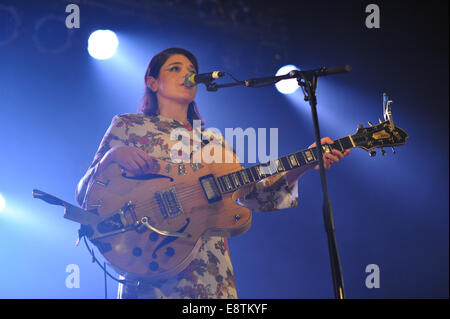 Berlin, Germany. 08th Oct, 2014. British singer and guitarist Gemma Ray performs in C-Club in Berlin, Germany, 08 October 2014. Photo: ROLAND POPP/dpa NO WIRE SERVICE/dpa/Alamy Live News Stock Photo