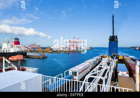 Port of Dublin from the deck of a P&O Irish Ferries ferry, Dublin City, Republic of Ireland Stock Photo