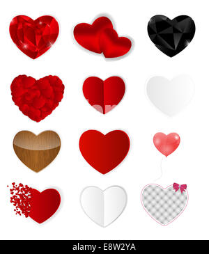 Set of Hearts. Vector Illustration. EPS10 Stock Photo