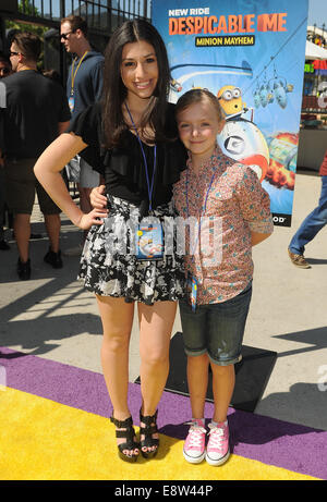 Universal Studios Hollywood premieres 3D Ultra-HD animation adventure 'Despicable Me Minion Mayhem' and expansive interactive experience 'Super Silly Fun Land'  Featuring: Miranda Cosgrove Where: Hollywood, California, United States When: 11 Apr 2014 Stock Photo