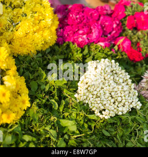 floral arrangment for  religious offerings in India Stock Photo