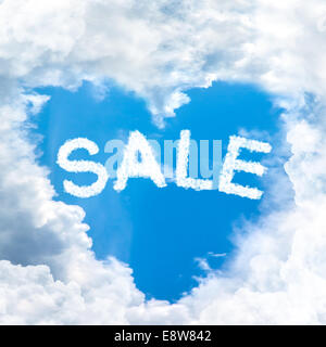 sky cloud sale discount concept word inside heart shape Stock Photo