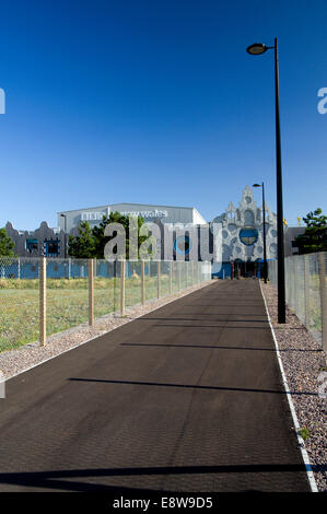 BBC Roath Lock studios besides Roath Basin Cardiff Bay Cardiff, Wales. Stock Photo