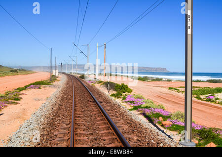 Sishen-Saldanha railway on the African West Coast in South Africa near Elandsbaai Stock Photo