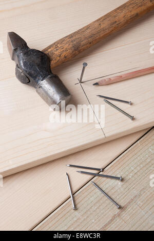 Hammer nails Stock Photo