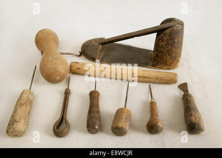 Vintage shoes tools Stock Photo