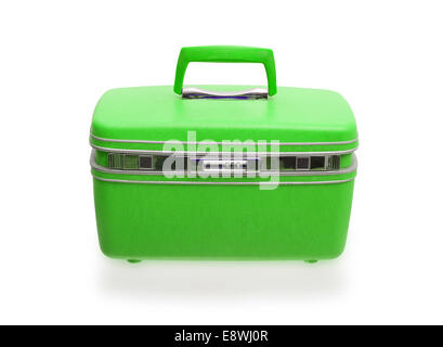 Vintage beaty case or make-up case isolated on white Stock Photo