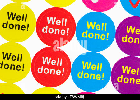 Well done stickers Stock Photo - Alamy