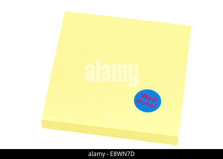 Blank yellow sticky note on a white background Stock Photo