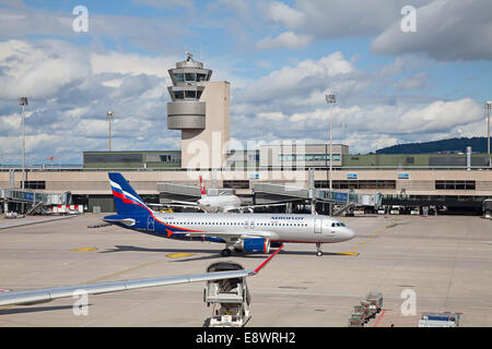 ZURICH - SEPTEMBER 21: Boeing 737 Aeroflot after landing on September 21, 2014 in Zurich, Switzerland. Zurich International Airp Stock Photo