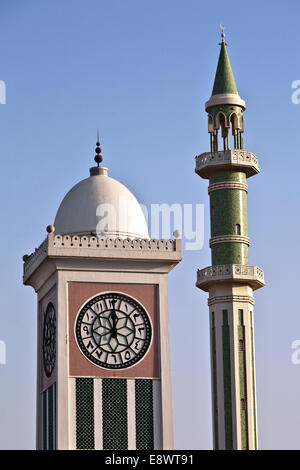 The clock tower and the Minaret of the grand mosque, Doha, Qatar Stock Photo