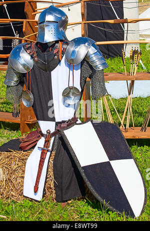 Knight armor on display during tournament reconstruction Stock Photo
