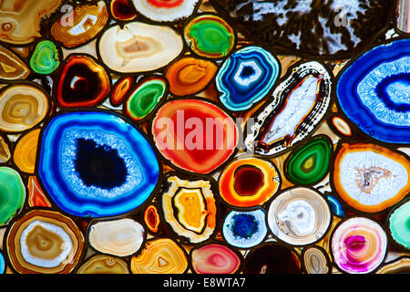 Translucent mosaic made with slices of agate stone Stock Photo