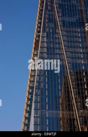 Detail of glass facade of the Shard, skyscraper, City of London ...