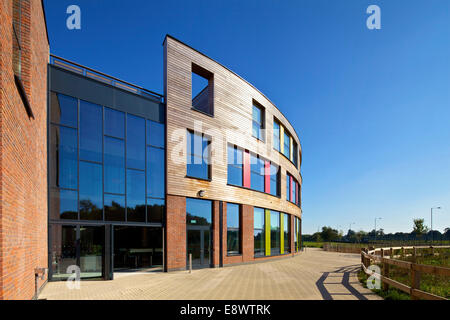 Glass entrance to Open Academy, Norwich, UK Stock Photo