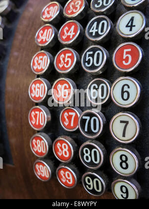Vintage Cash Register Keys, USA Stock Photo