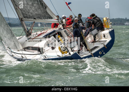 GBR9383R Kabectah sailing yacht racing at the Cowes Week Regatta in the Solent off the South Coast of England Stock Photo