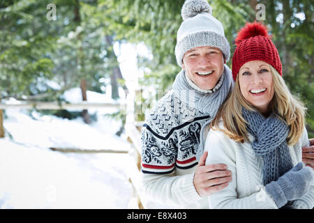 Scarf mitten and hat. Nature covered snow. Happiness. Exciting