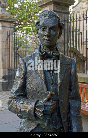 Statue in memory of the Scottish poet Robert Fergusson (1750-74) outside Canongate Kirk in Edinburgh. Stock Photo