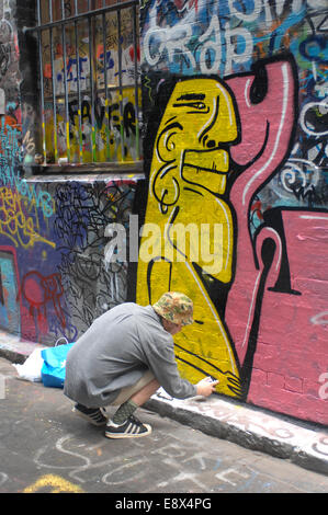 Rutledge Lane, Melbourne in Australia is where street artists are allowed to decorate the walls. Stock Photo