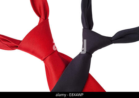 Red and black ties isolated on white background Stock Photo
