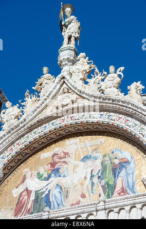 Exterior mosaic on St. Mark's Basilica in Venice, Italy Stock Photo