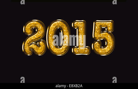 2015 in gold letters on a black background Stock Photo