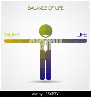 Balance scale between work and life idea,work and life balance concept, work-life balance,geometric businessman sign Stock Photo