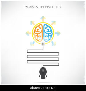 Creative brain symbol with computer mouse sign on background,design for poster flyer cover brochure ,business idea Stock Photo