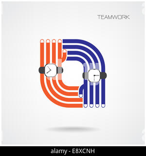 Abstract business technology spiral shape design template.Support and help concept,teamwork hands concept Stock Photo