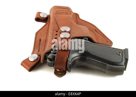 Plastic Cap Gun Holster, Belt and Bullet Holder, Embroded Look Brown Tan