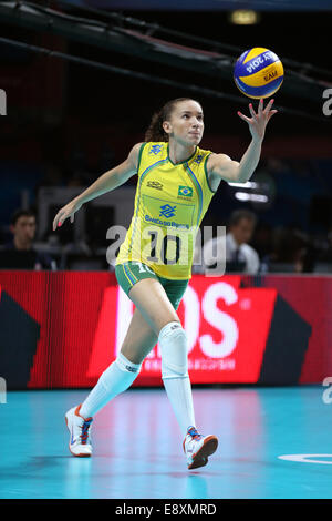 Milano, Italy. 11th Oct, 2014. Gabriela Guimaraes (BRA) Volleyball : FIVB Volleyball Women's World Championship Semi-finals match between United Staes 3-0 Brazil at Mediolanum Forum in Milano, Italy . © Takahisa Hirano/AFLO/Alamy Live News Stock Photo