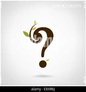 Question mark and think green concept. Stock Photo