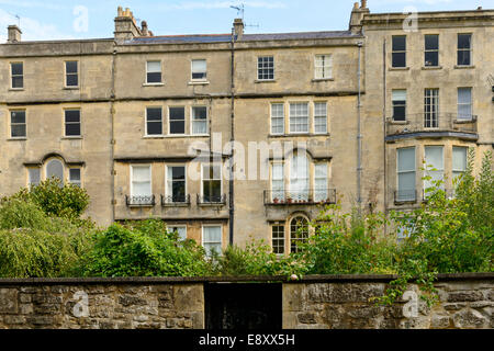 view of the courtyard side of Georgian classic residential buildings of crescent in city center Stock Photo