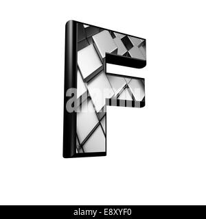 3d letter with architectural texture - F Stock Photo