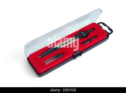 compasses in case Stock Photo