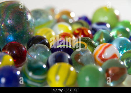 collection of marbles on white background Stock Photo