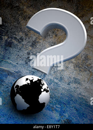 3d earth with interrogation point Stock Photo - Alamy